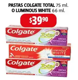 Farmacias Guadalajara Colgate Total o Luminous White pastas oferta