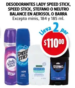 Farmacias Guadalajara Desodorantes lady speed stick, speed stick, stefano o neutro balance en aerosol o barra oferta