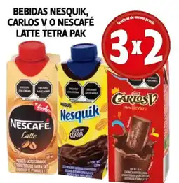 Farmacias Guadalajara Bebidas nesquik, carlos v o nescafé latte tetra pak oferta