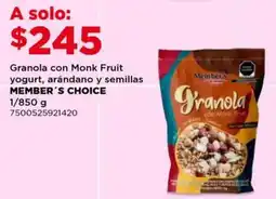 City Club Member's Choice granola con monk fruit yogurt, arandano y semillas oferta