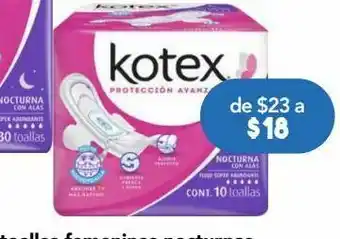 kotex nocturna con alas 10 piezas.