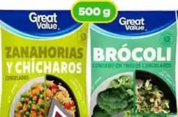 Bodega Aurrerá Great Value zanahorias y chicharioso o brocoli oferta