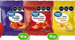 Bodega Aurrerá Great Value papas fuego/adobados/saladas oferta