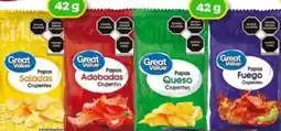 Bodega Aurrerá Great Value papas saladas/adobadas/queso/fuego oferta