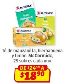 Soriana Híper Mccormick té de manzanilla, hierbabuena y limón oferta