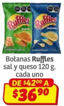Soriana Híper Ruffles botanas sal y queso oferta