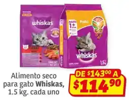 Soriana Híper Whiskas alimento seco para gato oferta