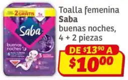 Soriana Híper Saba toalla femenina buenas noches oferta