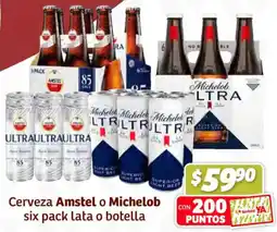 Soriana Híper Amstel o michelob cerveza six pack lata o botella oferta