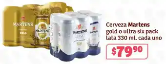 Martens cerveza gold o ultra six pack lata
