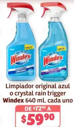Soriana Híper Windex limpiador original azul o crystal rain trigger oferta