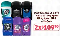 Soriana Híper Lady speed stick, speed stick o stefano desodorantes en barra regulares oferta