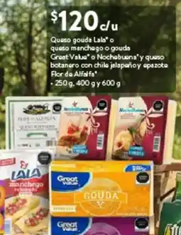 Walmart Express Lala queso gouda o Great Value queso manchego oferta