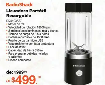 Licuadora portatil recargable radioshack