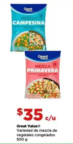 Bodega Aurrerá Great Value mezcla de vegetales congelados oferta