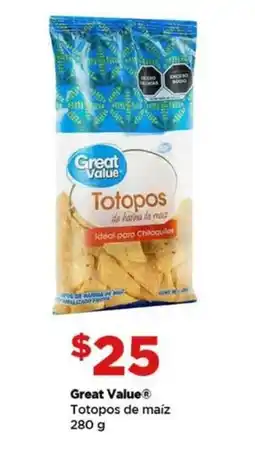 Bodega Aurrerá Great Value totopos de maíz oferta