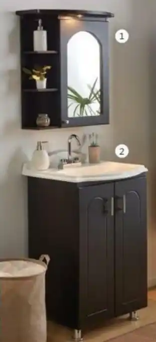 Juego de Baño Adara Botiquín para Baño 65x27.5x68cm, Mueble Lava Manos 59.5x52x99cm 6662-B