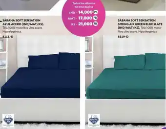 Sábana Soft Sensation Azul Acero 8111-D, Sábana Soft Sensation Spring Air Green Blue Slate 8119-D