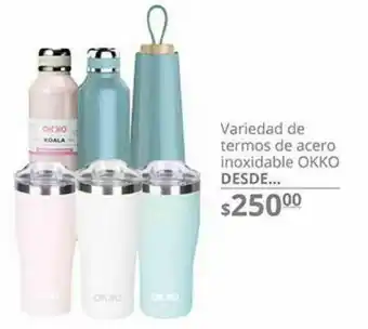 Variedad de termos de acero inoxidable okko