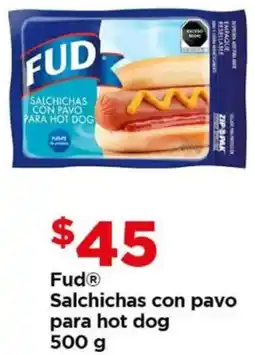 Bodega Aurrerá Fud salchichas con pavo para hot dog oferta