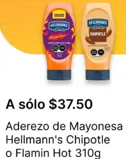 OXXO Hellmann's aderezo de mayonesa chipotle o flamin hot oferta