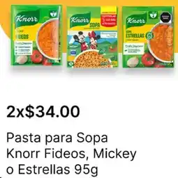 OXXO Knorr pasta para sopa fideos, mickey o estrellas oferta