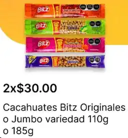 OXXO Bitz cacahuates originales. o jumbo variedad oferta