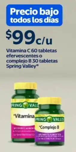 Walmart Spring Valley Vitamina C efervescentes o Complejo B oferta