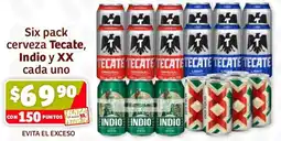 Soriana Híper Tecate, indio y xx cerveza cada uno oferta