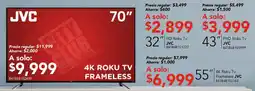 City Club Jvc 4k roku tv frameless 70" oferta