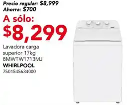 City Club Whirlpool lavadora carga superior 8MWTW1713MJ oferta