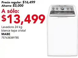 City Club Mabe lavadora blanca tapa cristal oferta