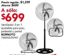 City Club Bornoto ventilador 3 en 1 ajustable para piso, pedestal y pared oferta