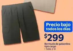 Walmart Bermuda de gabardina tipo cargo oferta