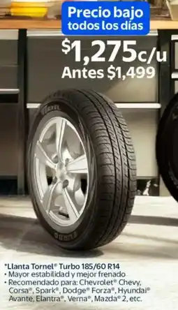 Walmart Llanta Tornel Turbo 185/60 R14 oferta