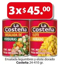 Zorro La costeña ensalada legumbres y elote dorado oferta
