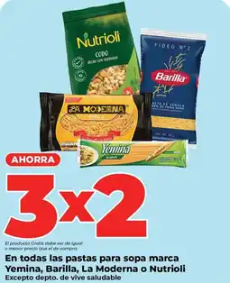 HEB En todas las pastas para sopa marca Yemina, Barilla, La Moderna o Nutrioli oferta