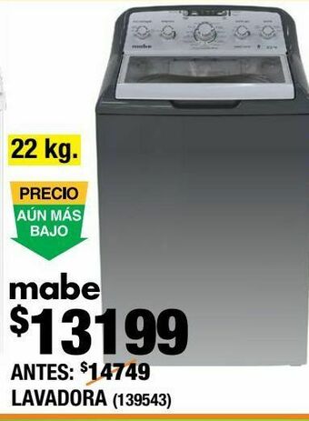 The Home Depot Lavadora mabe aqua saver green high efficiency 22 kg. diamond gray con sanitizado oferta