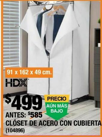 Clóset de acero para ropa con cubierta 162 x 91.4 x 49 cm