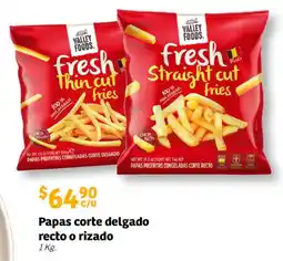 Soriana Mercado Valley Foods papas corte delgado recto o rizado oferta