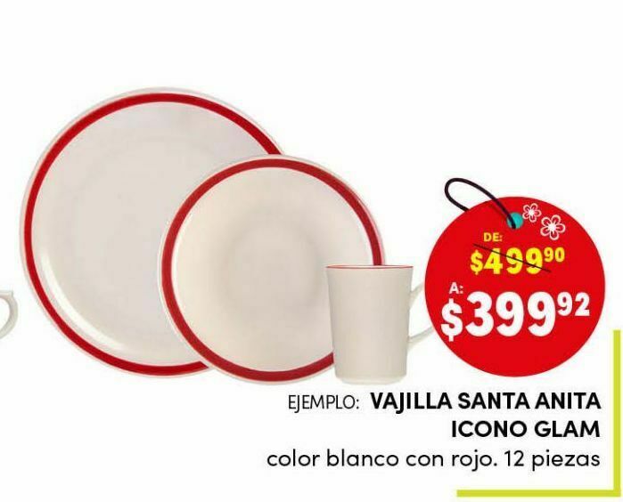 Vajilla santa anita discount 12 piezas roja