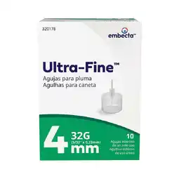 Farmacias Benavides Aguja para Dispositivo de Inyección tipo Pluma 32G x 4mm oferta