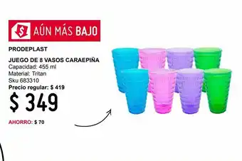 Juego 8 vasos caraepiña tritan
