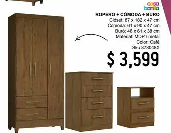 Combo ropero con cómoda y buro