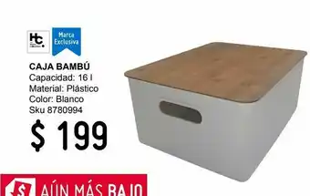 Kipling Caja plástica con tapa bambú blanco 16 litros oferta