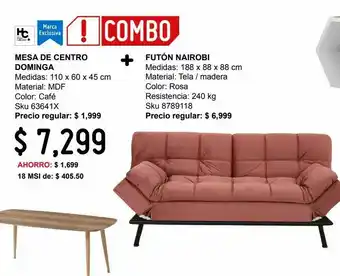 Sodimac Homecenter Combo futón nairobi rosa + mesa centro dominga 110x60x45 oferta
