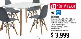 Sodimac Homecenter Set comedor con 4 sillas gris con blanco oferta