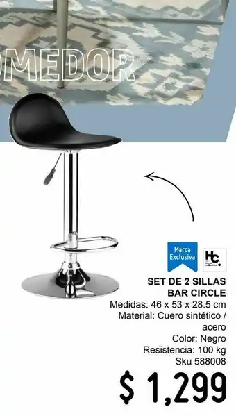 Sodimac Homecenter Set 2 silla bar circle negro oferta