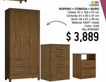 Sodimac Homecenter Combo ropero con cómoda y buro oferta