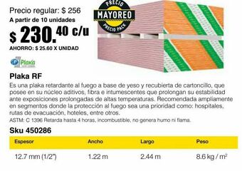 Sodimac Homecenter Panel d yeso rf 1/2" 1.22x2.44m oferta